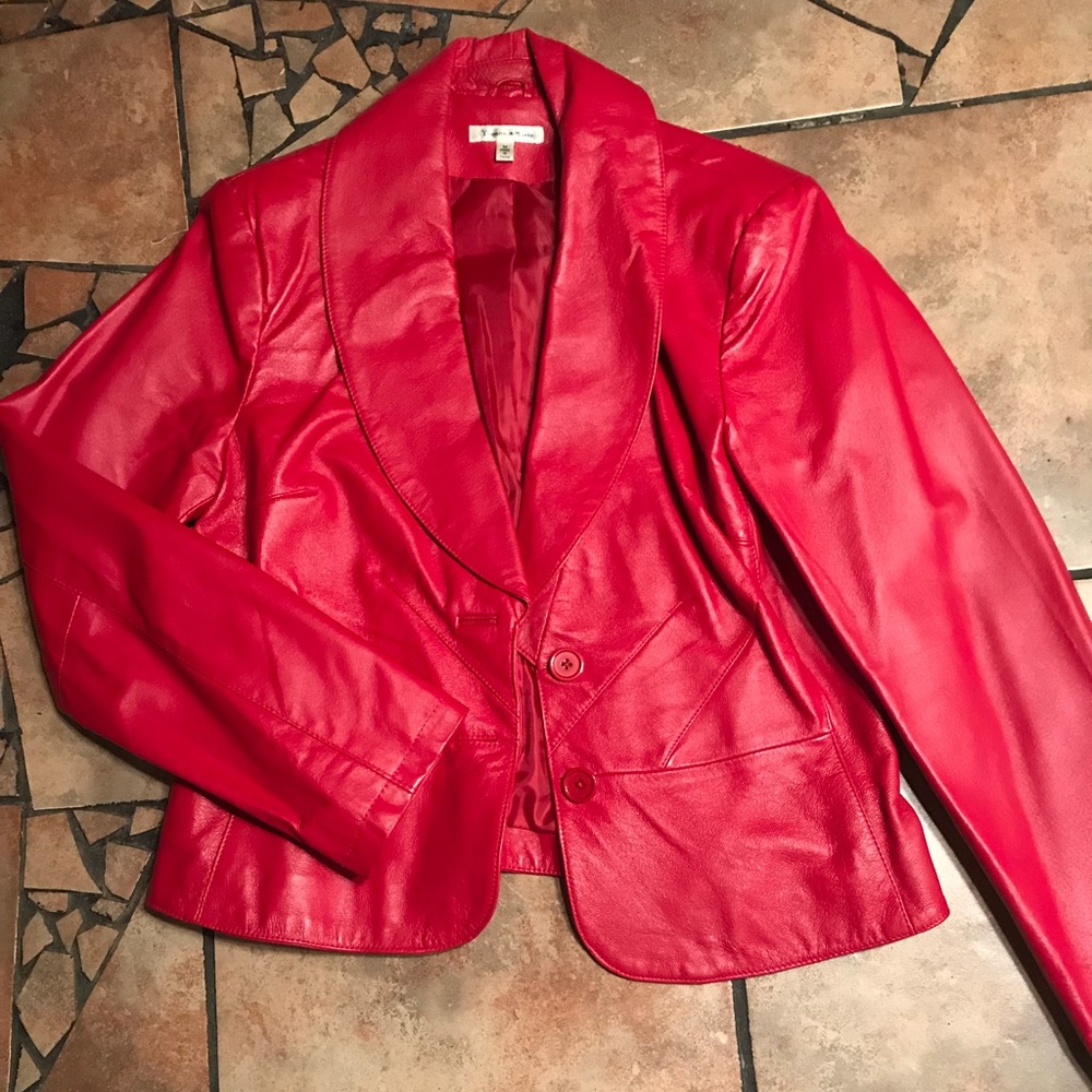 Red Leather Blazer